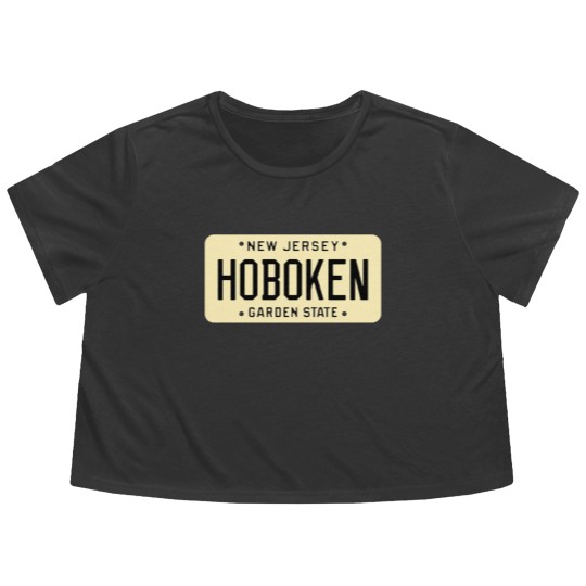 Discover Hoboken New Jersey License Plate Flowy Cropped Tees