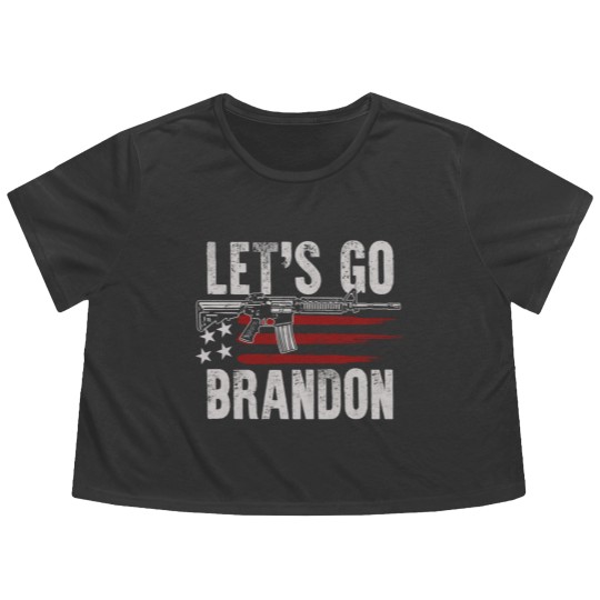 Discover Gun American Flag Patriots Let's Go Brandon  Flowy Cropped Tees