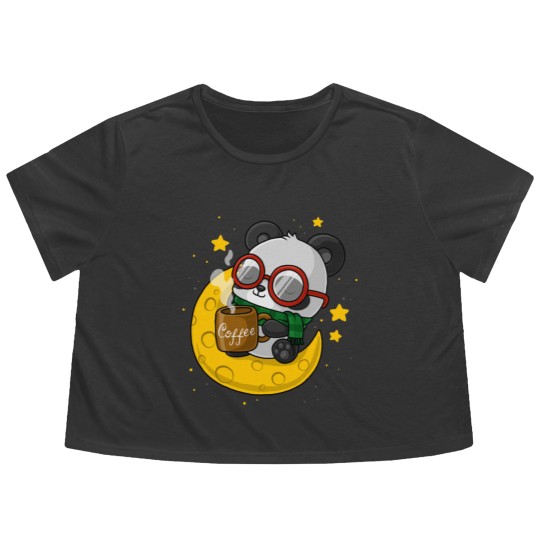 Discover Coffee Panda Flowy Cropped Tees