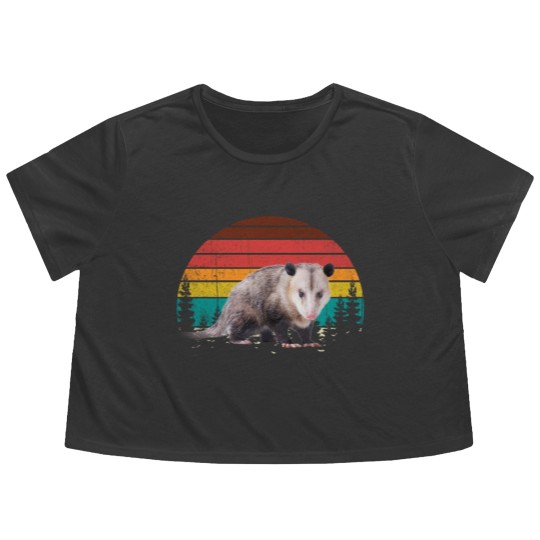 Discover Vintage Retro Possum Lovers Flowy Cropped Tees