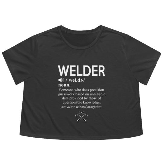 Discover Funny Welding Proud Welder Weld Job American Flowy Cropped Tees