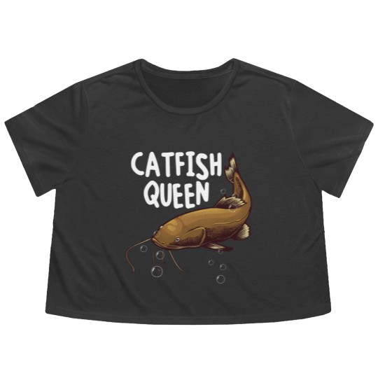 Discover Funny Catfishing Art Women Mom Catfish Queen Fishing Hunters Premium Flowy Cropped Tees