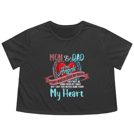 Discover Mom & Dad My Angels Flowy Cropped Tees - in memory of parents In Heaven Flowy Cropped Tees