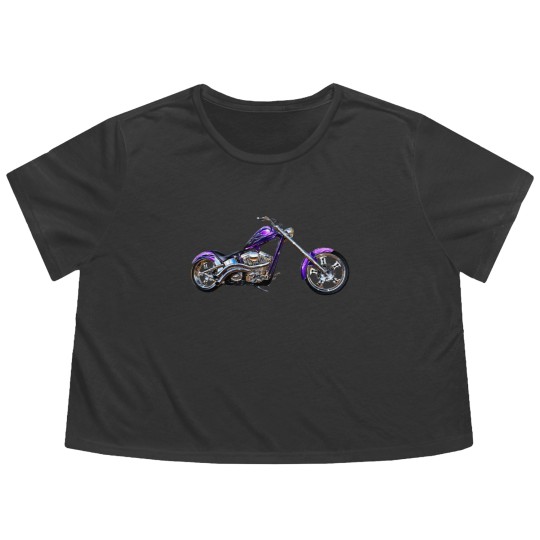 Discover Purple Chopper Motorcycle Flowy Cropped Tees Flowy Cropped Tees