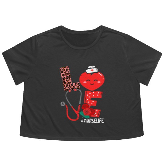 Discover Love Heart Stethoscope Nurse Life Valentine Day 2022 Women Flowy Cropped Tees