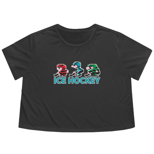 Discover 8-bit Ice Hockey Guys for Dark Flowy Cropped Tees - Nintendo - Flowy Cropped Tees
