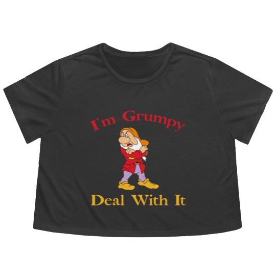 Discover I'm grumpy deal with it Flowy Cropped Tees