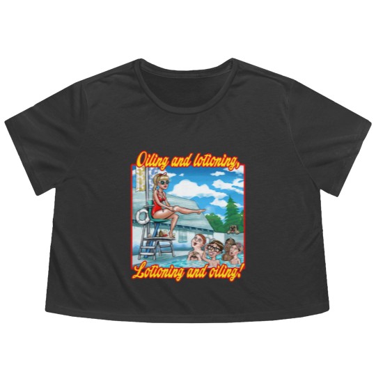 Discover Oiling and Lotioning - TEXT - The Sandlot - Flowy Cropped Tees