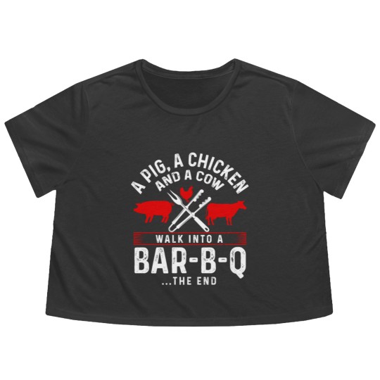 Discover Grill Barbecue BBQ Season Meat Grillmaster Gift Flowy Cropped Tees