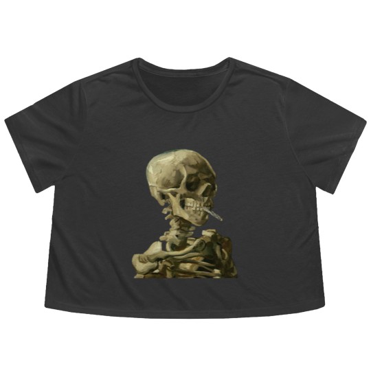 Discover Skull with Burning Cigarette by Vincent van Gogh - Skull - Flowy Cropped Tees