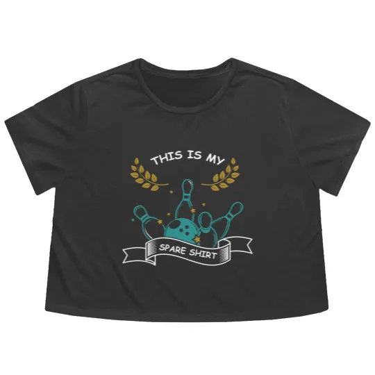 Discover This Is My Spare Flowy Cropped Tees Funny Strike Pins Bowling Action Flowy Cropped Tees