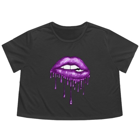 Discover Drip Purple Lips - Lips - Flowy Cropped Tees