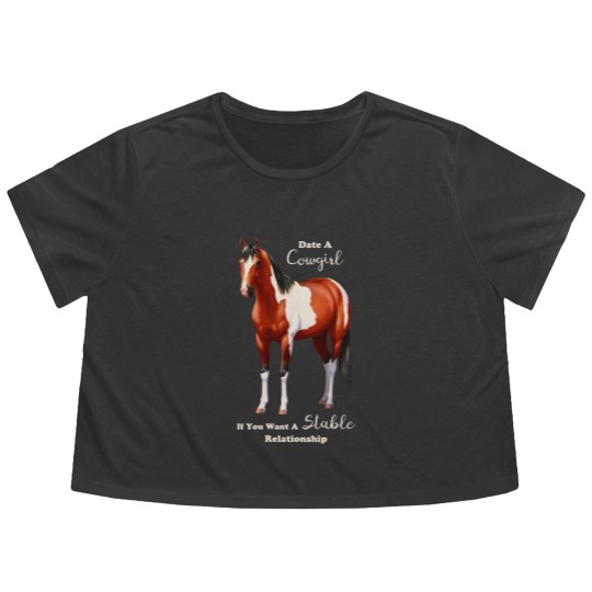 Discover Date A Cowgirl Bay Paint Horse - Horses - Flowy Cropped Tees