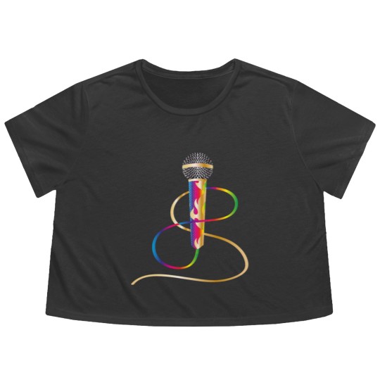 Discover stylish microphone with rainbow handle Flowy Cropped Tees
