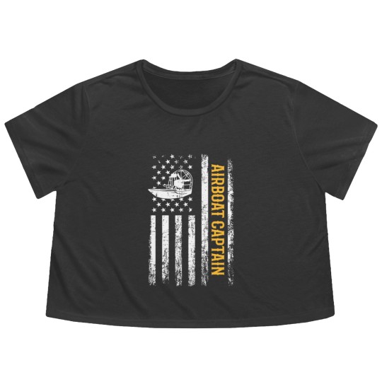 Discover Airboat American Flag, airboating Flowy Cropped Tees