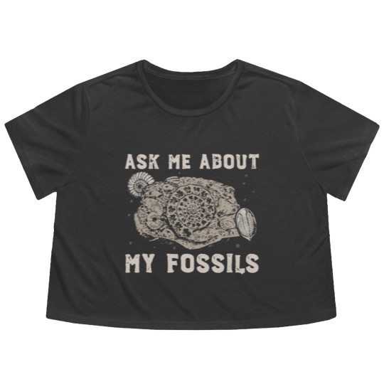 Discover Fossil Collector | Paleontologist Fossil Dino Gift Flowy Cropped Tees