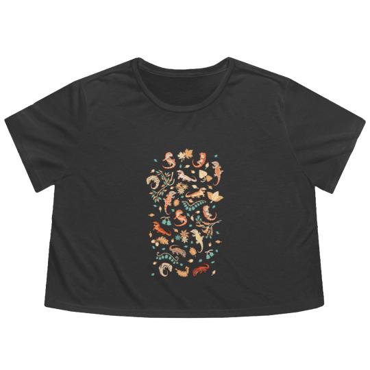 Discover Autumn Geckos - Gecko - Flowy Cropped Tees