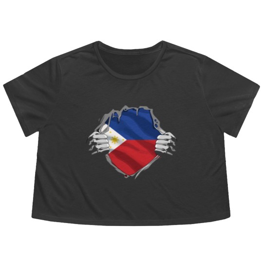 Discover Super Filipino Heritage Philippines Roots Flag Gif Flowy Cropped Tees