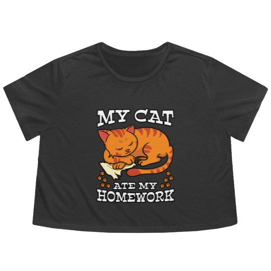 Discover My Cat Ate My Homework Flowy Cropped Tees