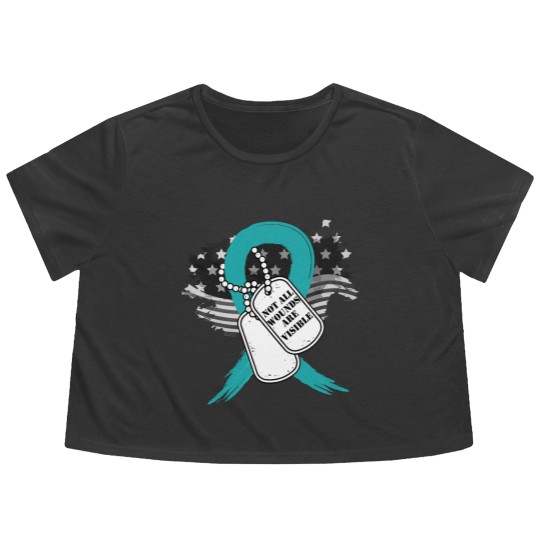 Discover Not all wounds are visible PTSD Awareness 22 Vete Flowy Cropped Tees
