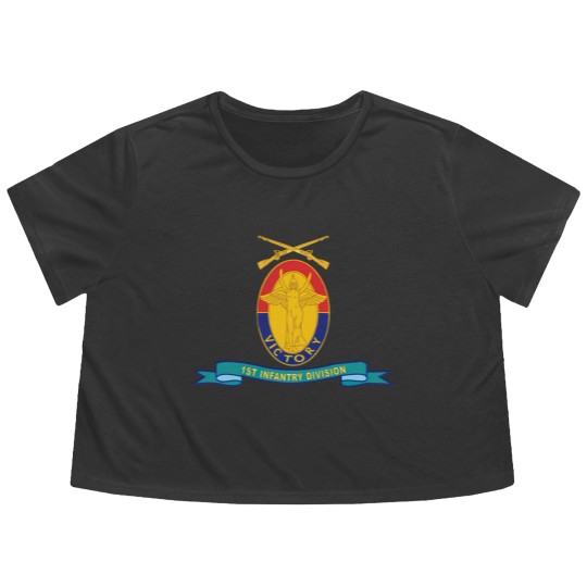 Discover Army 1st Infantry Division w Br Ribbon Flowy Cropped Tees