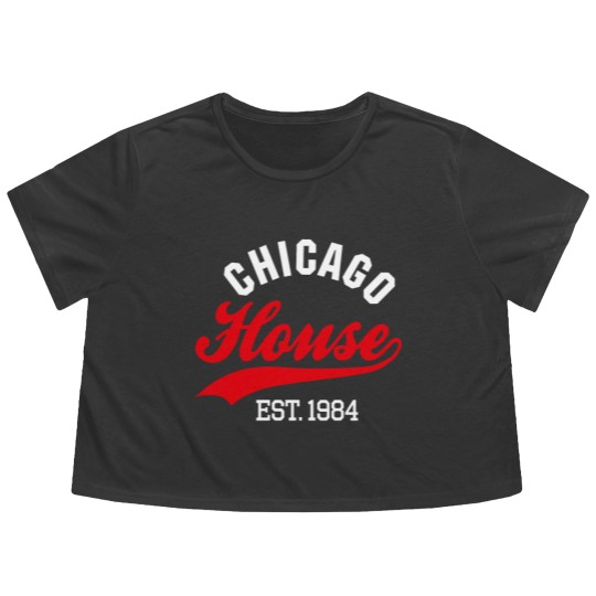 Discover Vintage Chicago house est. 1984 house music party Flowy Cropped Tees