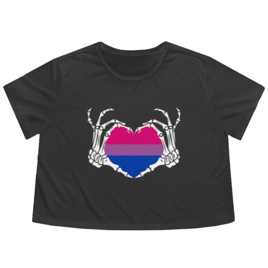 Discover Skeleton Hand Heart Bisexual Funny Halloween Flowy Cropped Tees
