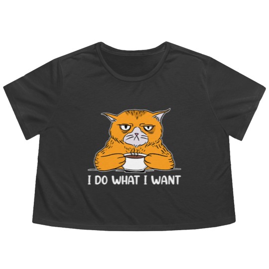 Discover I do What I Want Funny Sarcastic Cat Flowy Cropped Tees