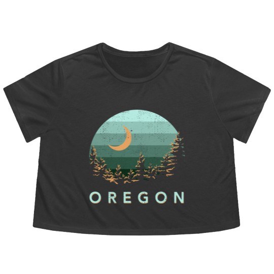 Discover Oregon Vintage Sunset Outdoors Hiking Souvenir Flowy Cropped Tees