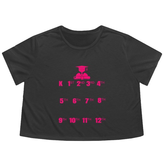 Discover handprint chart grow with me school year growth Flowy Cropped Tees