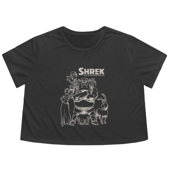 Discover Shrek Group Shot Faded Portrait Flowy Cropped Tees