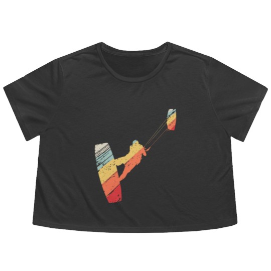 Discover Kite Boarding Kiteboarder Retro Vintage Flowy Cropped Tees