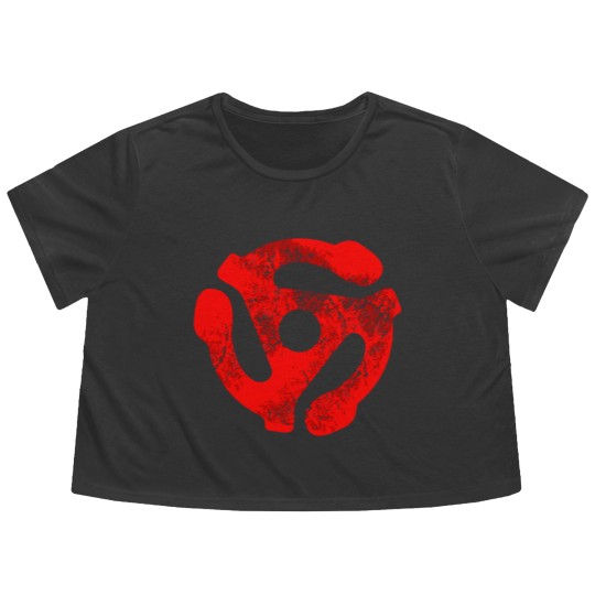 Discover Music Turntable Record Dj Red 45 Rpm Adapter Flowy Cropped Tees