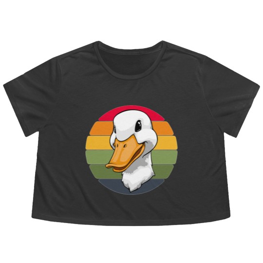 Discover Duck Head Retro Funny Water Ducklings Flowy Cropped Tees