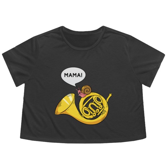 Discover Snail French Horn Shell Pun Musician Gift Flowy Cropped Tees