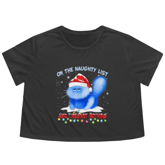 Discover On The Naughty List I Regret Nothing Cat Santa Flowy Cropped Tees