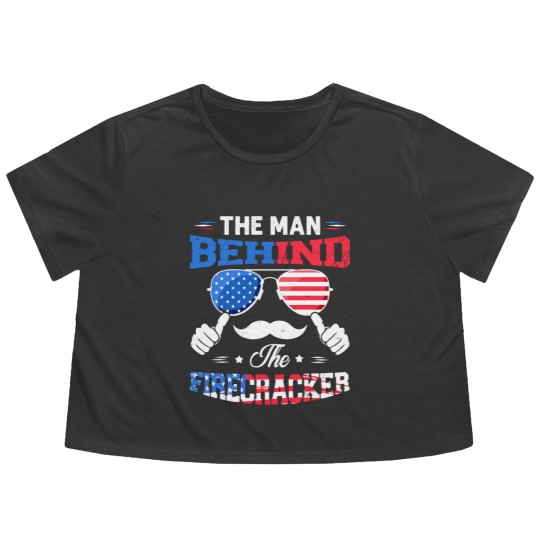 Discover The Man Behind The Firecracker 4th Of July American Flag - Behind The Firecracker 4th Of July - Flowy Cropped Tees