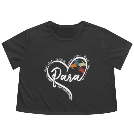 Discover Para Heart Paraprofessional Educator Paraeducator Flowy Cropped Tees