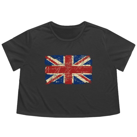 Discover Union Jack Flag - Vintage Look Flowy Cropped Tees