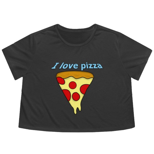 Discover I love pizza Flowy Cropped Tees