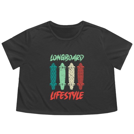 Discover Longboard Lifestyle Skateboarder Saying Gift Flowy Cropped Tees