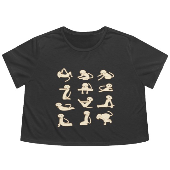 Discover Dogs doing Yoga Funny Animal Flowy Cropped Tees Flowy Cropped Tees