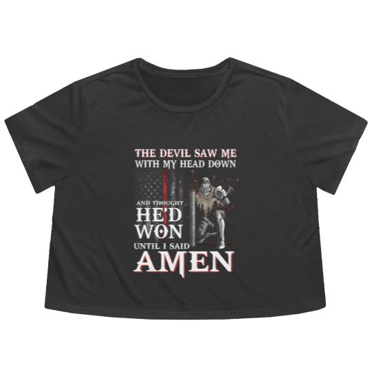 Discover The Devil Saw Me With My Head Down Thought He'D Won Flowy Cropped Tees - The Devil Saw Me With My Head Down Thou - Flowy Cropped Tees