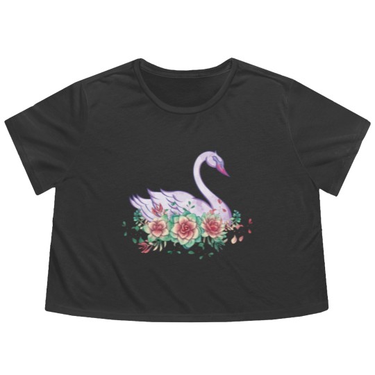 Discover Swan gift animal lover Flowy Cropped Tees