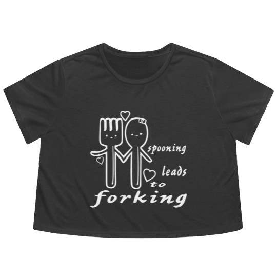 Discover Spooning Leads To Forking ©WhiteTigerLLC.com Flowy Cropped Tees