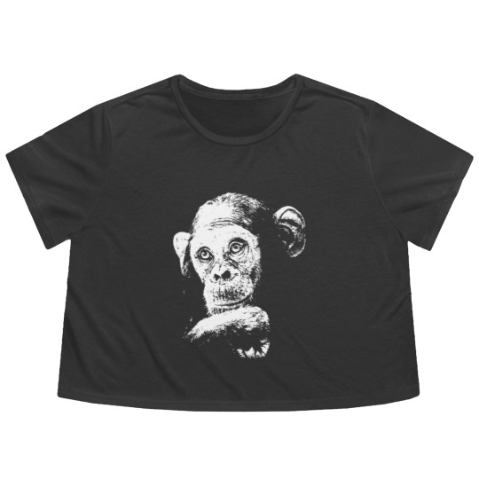 Discover Chimp - Chimpanzee - The malancholy thinker Flowy Cropped Tees