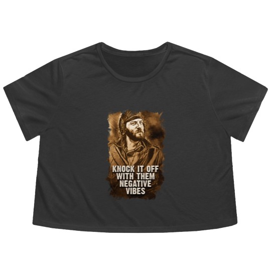 Discover Oddball Vintage Portrait Quote Knock It Off With Them Negative vibes - Oddball - Flowy Cropped Tees