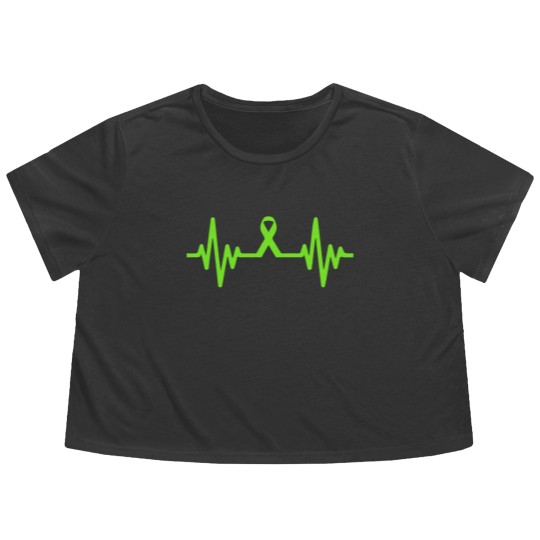 Discover lymphoma cancer ribbon heartbeat - Lymphoma Cancer - Flowy Cropped Tees