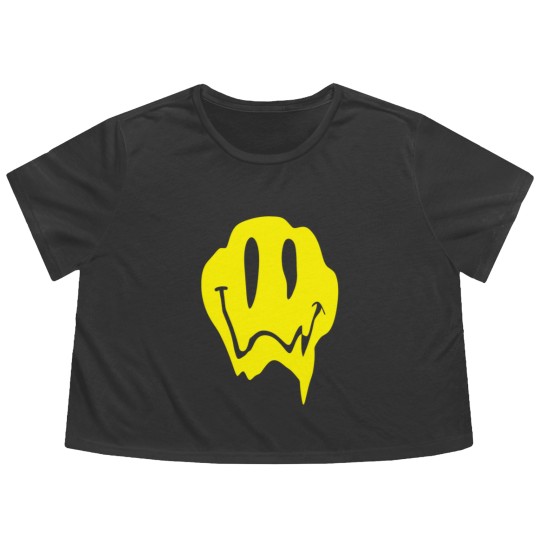 Discover Melting Acid Smiley Face Flowy Cropped Tees