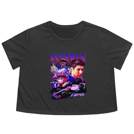 Discover Esteban Ocon Flowy Cropped Tees Driver Racing Championship Formula Racing Flowy Cropped Tees French Vintage Design 90s Graphic Flowy Cropped Tees
